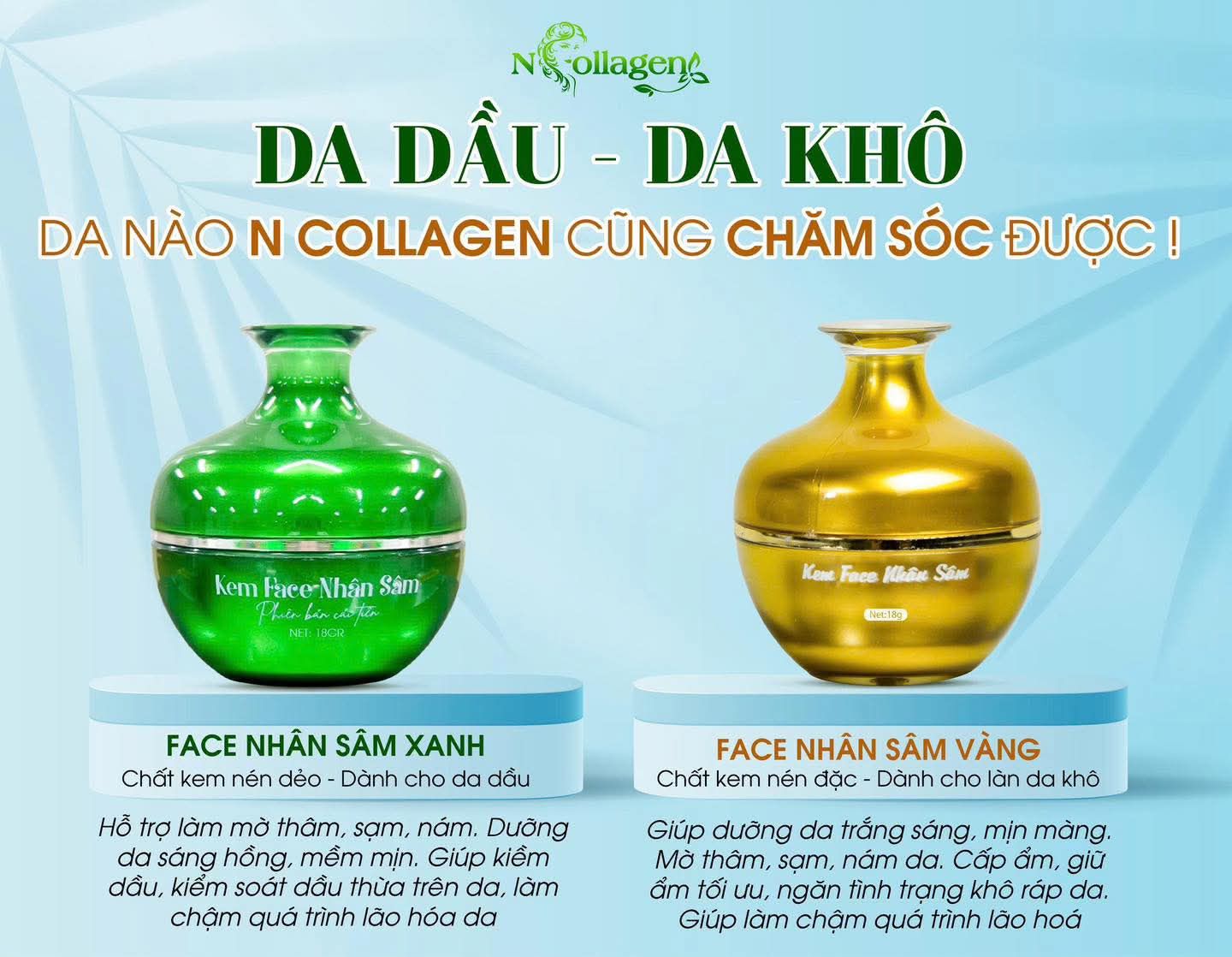 Kem face nhân sâm xanh và vàng NCollagen